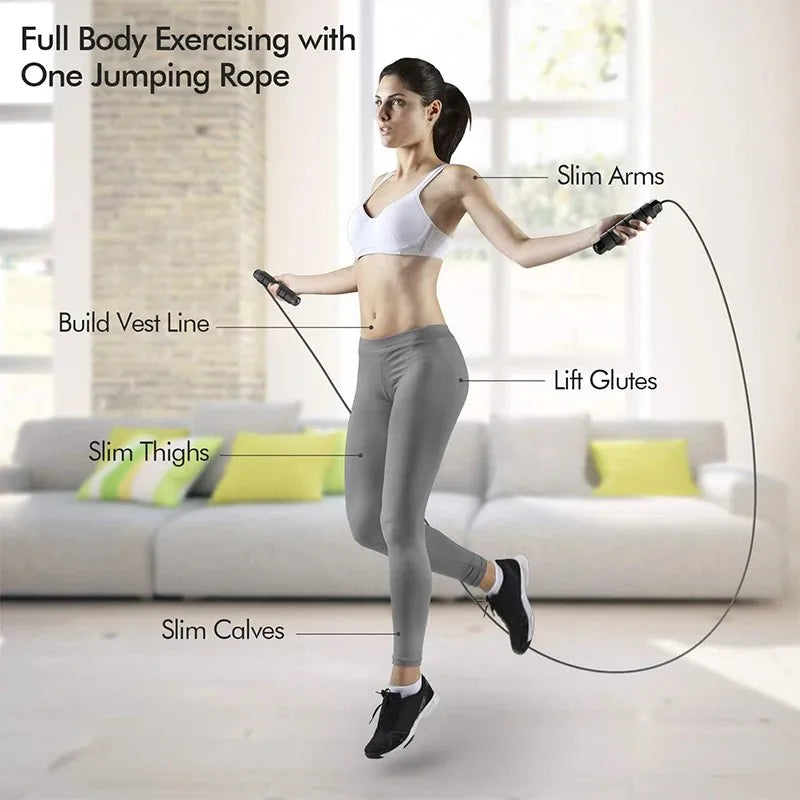 Ball Bearing Speed Jump Rope Foam Handle Tangle-Free Fitness