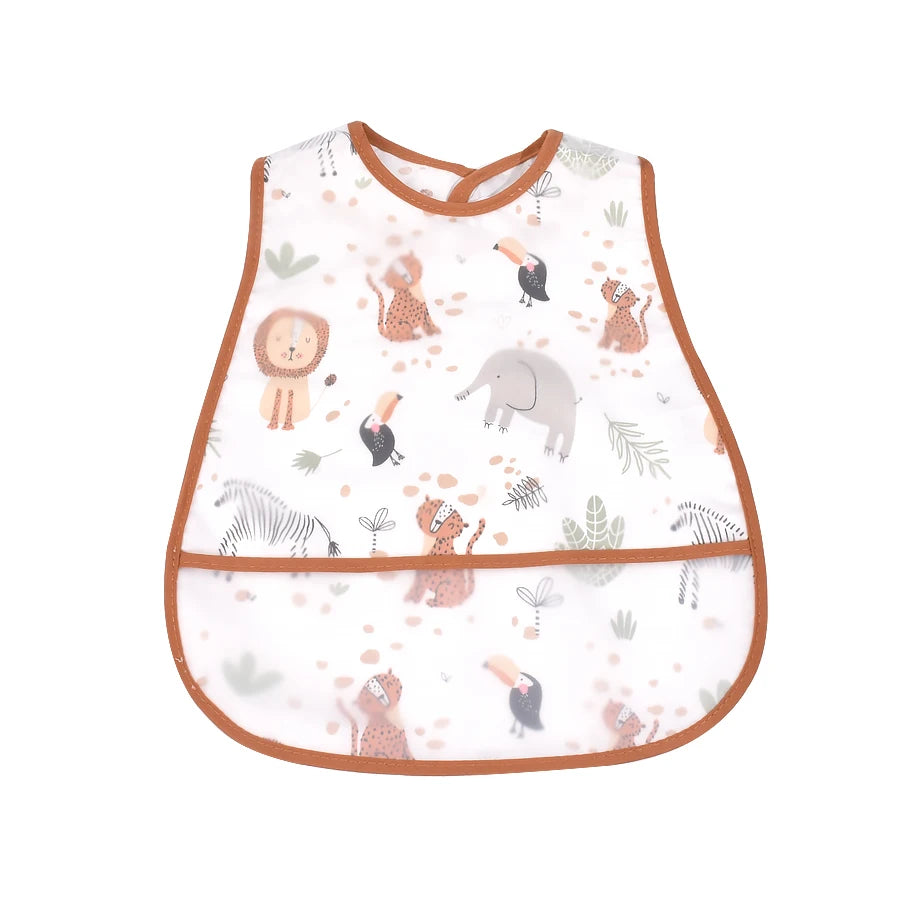Cartoon EVA Waterproof Baby Bib with Pocket Feeding Apron