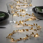 Golden Leaves Fairy Lights 20 LED Copper Wire String