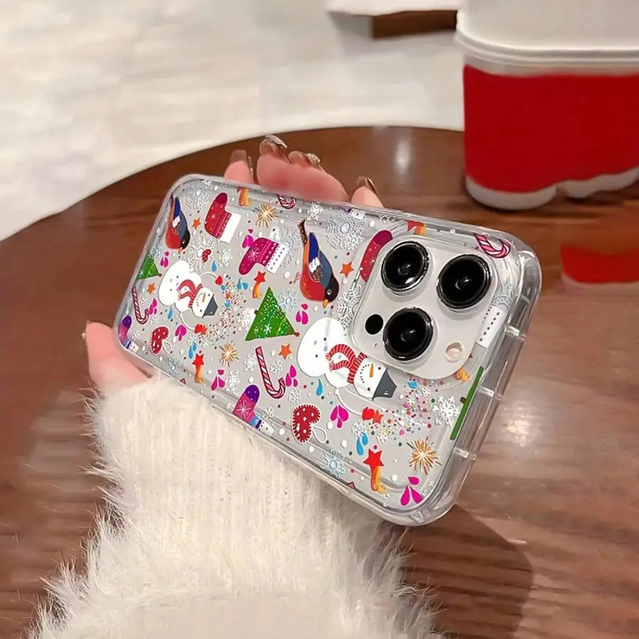 Cartoon Christmas Clear Case for iPhone 11 12 13 14 15 16 17