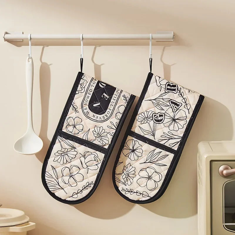 Cotton Linen Oven Mitt – Heat Resistant BBQ & Baking Glove