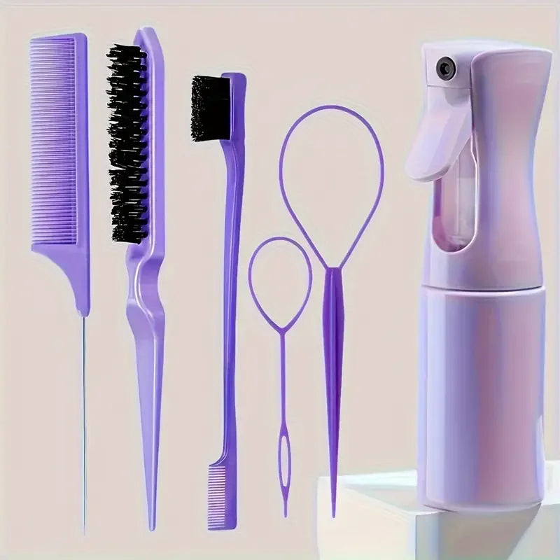 Hairdressing Brush Set Rat Tail Comb Teasing Edge Control Spray