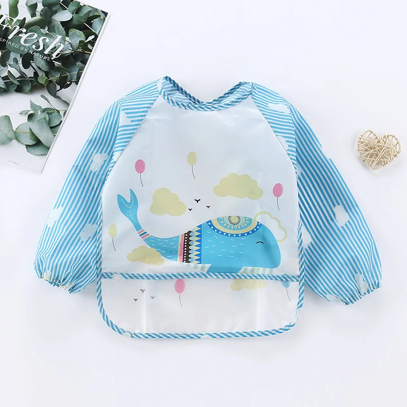 Baby Waterproof Long Sleeve Bib Smock Apron for Toddlers