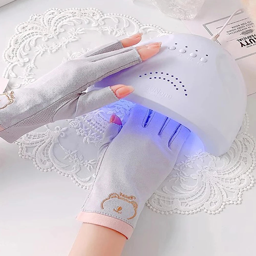 Anti UV Nail Gloves Fingerless UV Protection Gloves for Nail Art