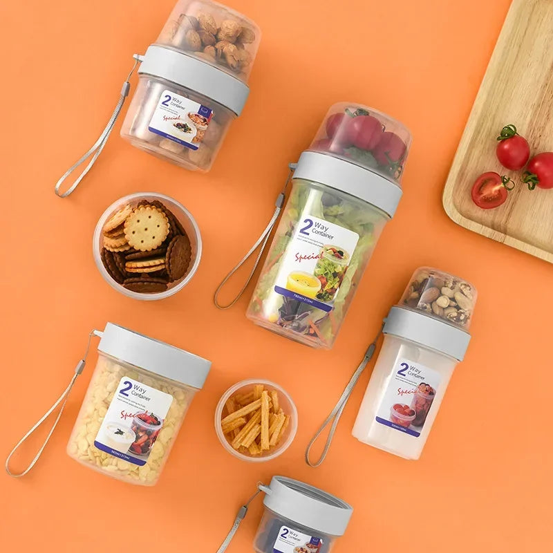 Oatmeal Yogurt Lunch Box Set Sealed Breakfast Bento Container with Fork