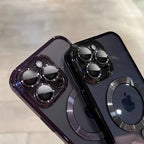 Magnetic Clear Plating Case for iPhone 11 12 13 14 15 16 17 Pro Max