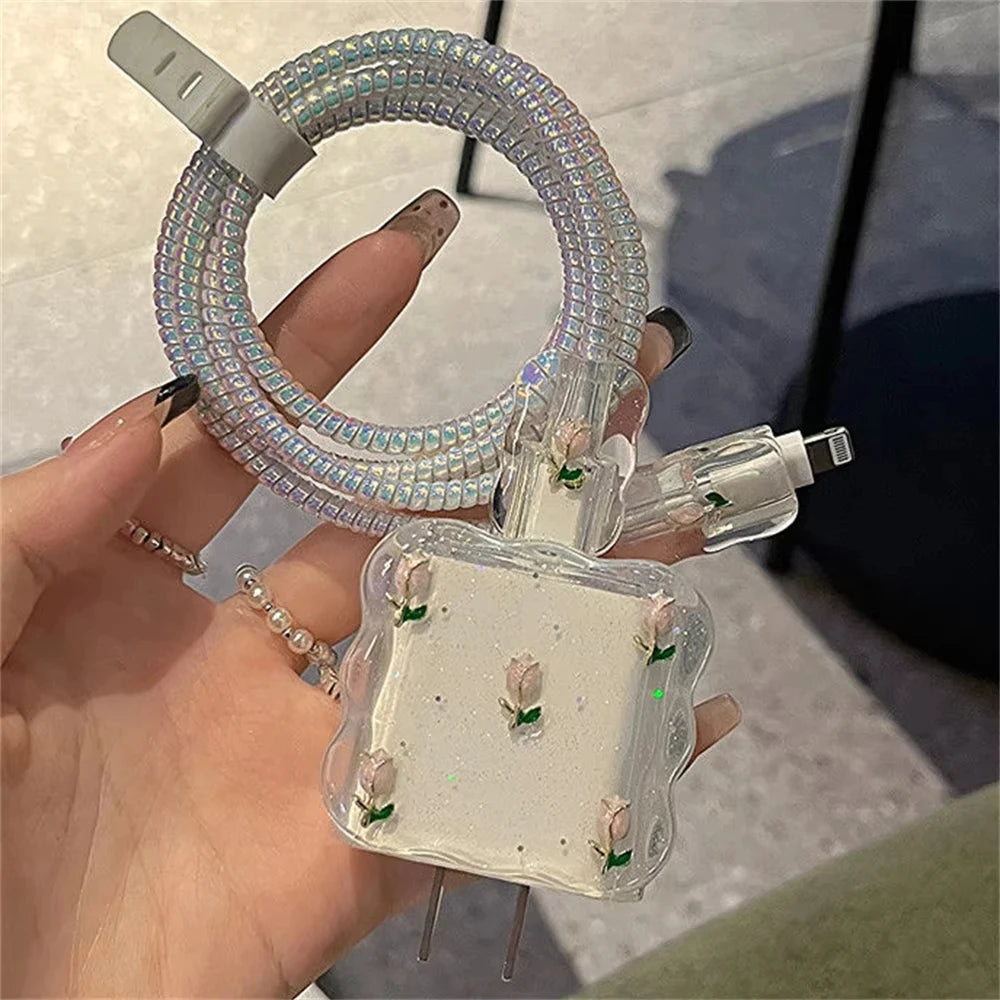 Cute Tulip Fast Charger Protector for iPhone 18W-20W