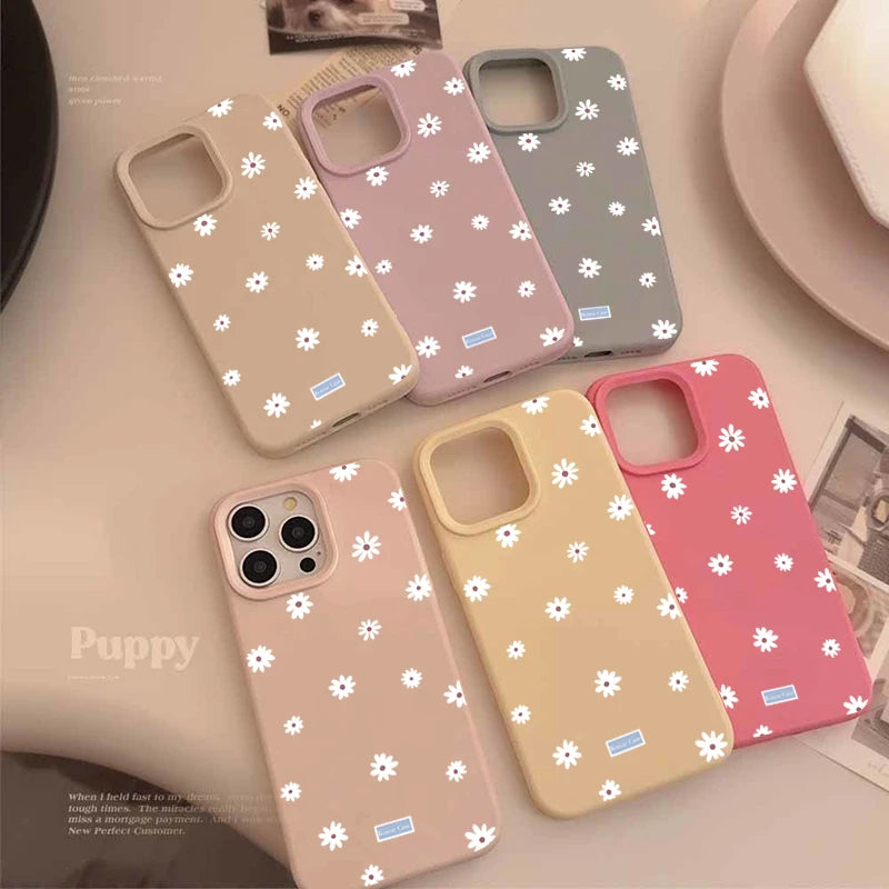 Cute Daisy Flower Case for iPhone 11 12 13 14 15 16 17 Pro Max