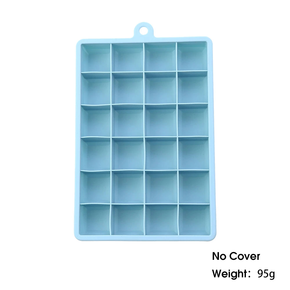 24-Hole Silicone Ice Cube Tray with Lid Square Ice Mold for Drinks & Cocktails
