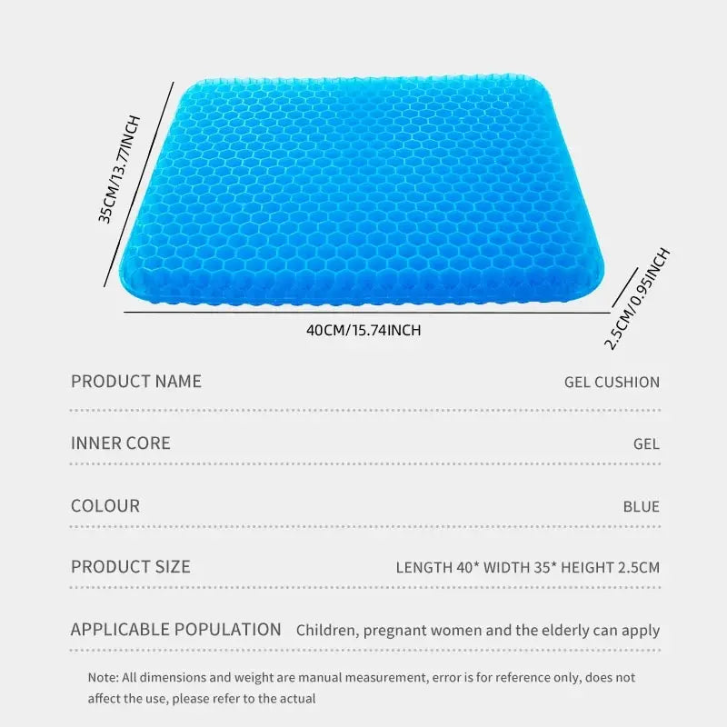 Cooling Gel Seat Cushion Honeycomb Pressure Relief Coccyx Pain Support