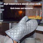 Long Heat Resistant Oven Mitts – Silver Anti-Scald Kitchen Gloves (1 Pair)