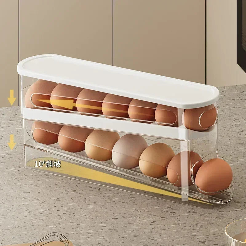 Rolling Egg Holder 2 Layer Fridge Organizer
