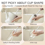 3-in-1 Silicone Bottle Cleaning Brush Long Handle
