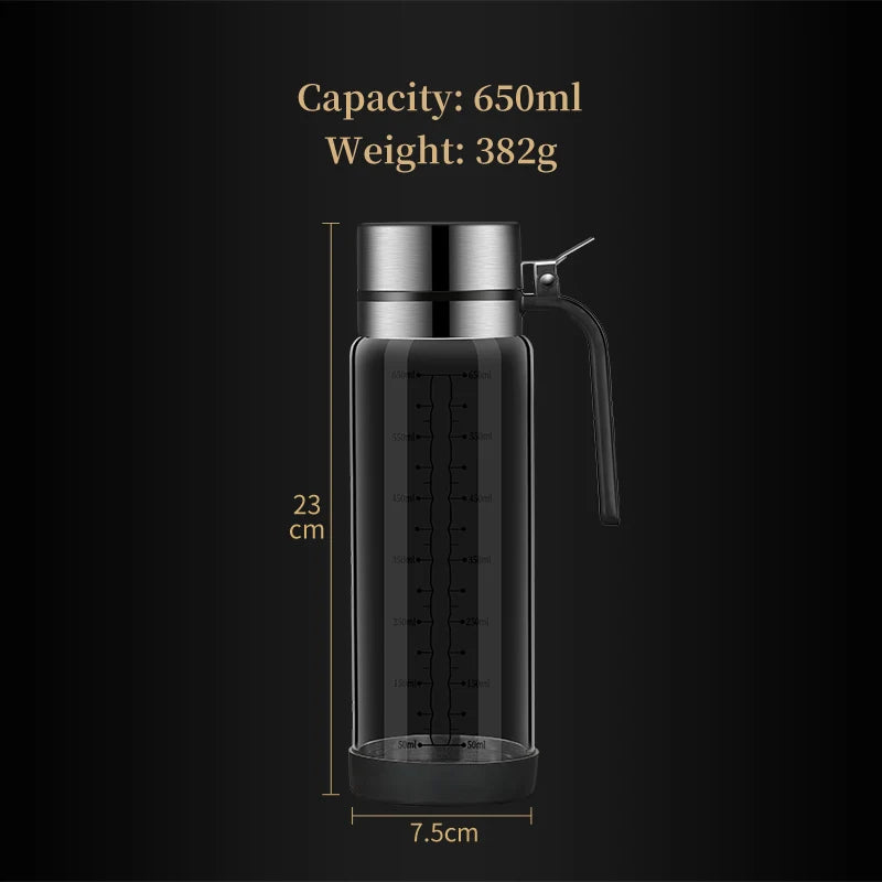Glass Oil Bottle & Seasoning Set Leakproof Soy Sauce & Vinegar Pot