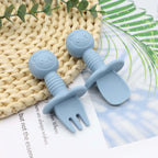 Little Bear Baby Spoon & Fork Set Easy Grip Feeding Utensils
