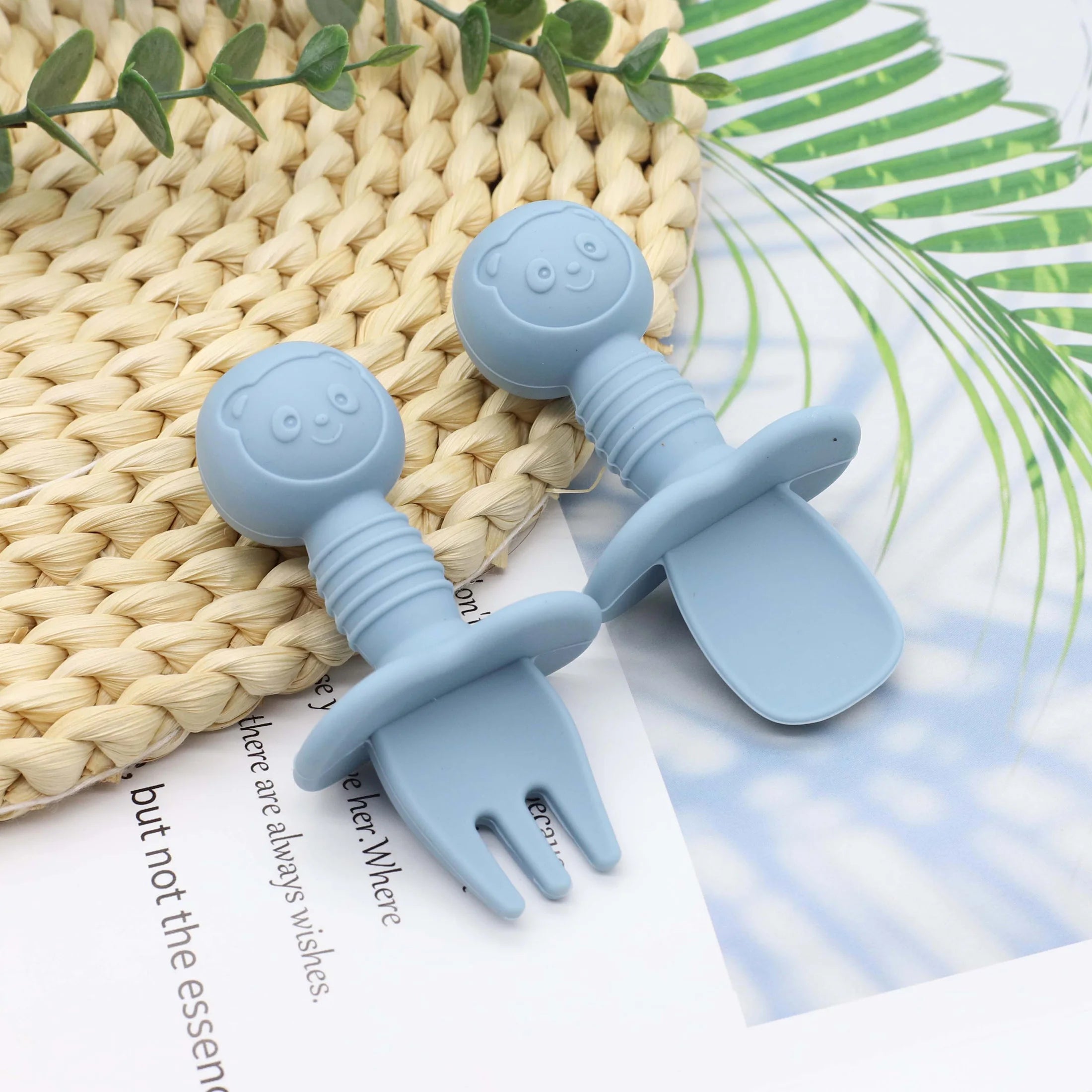 Little Bear Baby Spoon & Fork Set Easy Grip Feeding Utensils