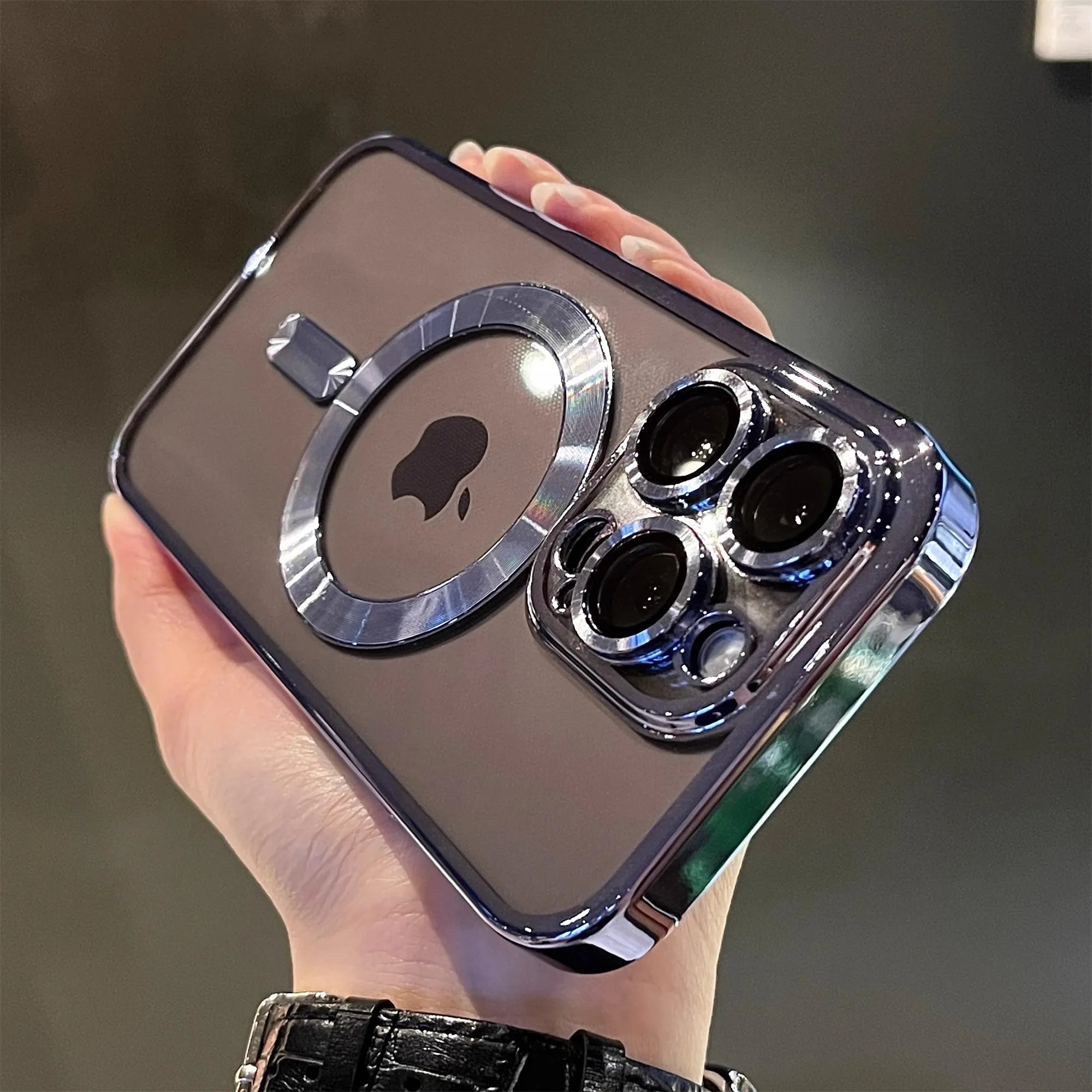 Magnetic Clear Plating Case for iPhone 11 12 13 14 15 16 17 Pro Max
