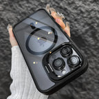Luxury Magnetic Stand Case with Lens Guard for iPhone 16 15 14 Pro Max