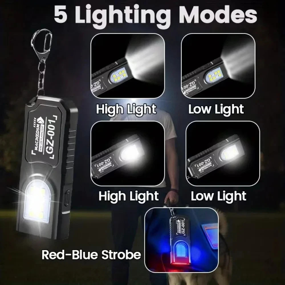 Mini COB LED Keychain Flashlight USB-C Rechargeable