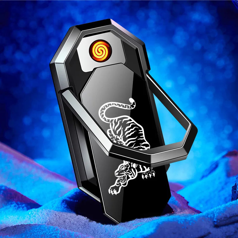 Phone Holder with Lighter - Portable USB Rechargeable Design