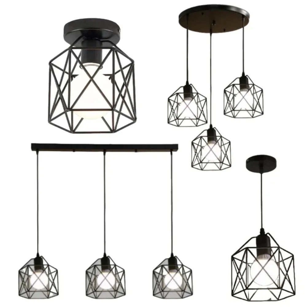 Industrial Pendant Light Black Ceiling Lamp for Kitchen & Bedroom