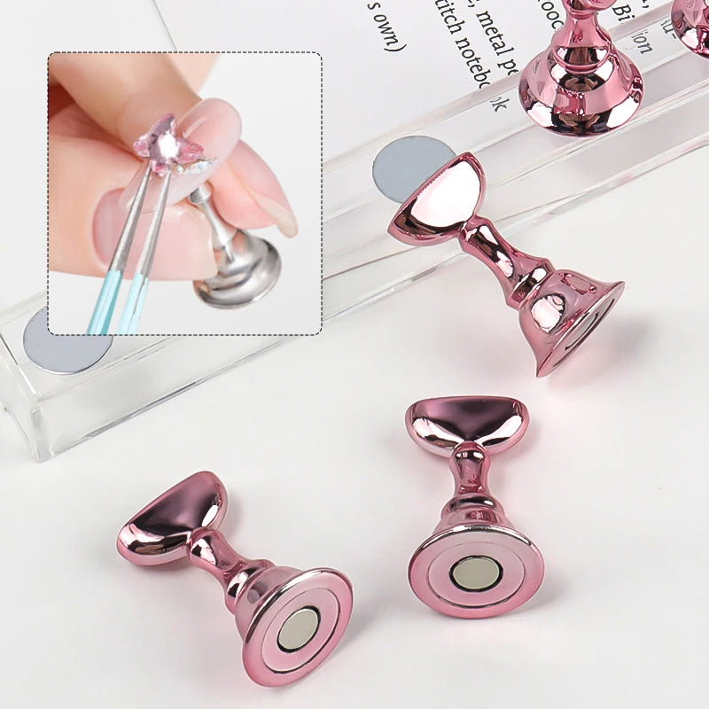 5Pcs Nail Tip Holder Magnetic Crystal Base Nail Art Practice Stand