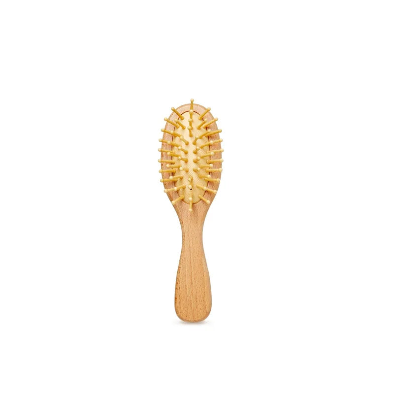 Newborn Baby Wooden Hair Brush & Comb Set Soft Wool Brush