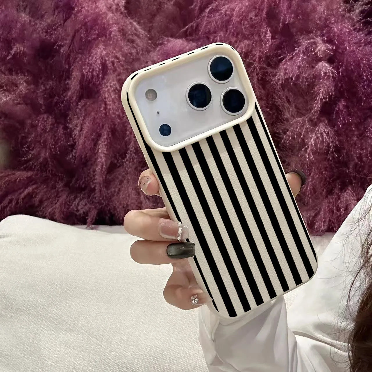 Colorful Striped Couple Case for iPhone 11 12 13 14 15 16 17 Pro Max