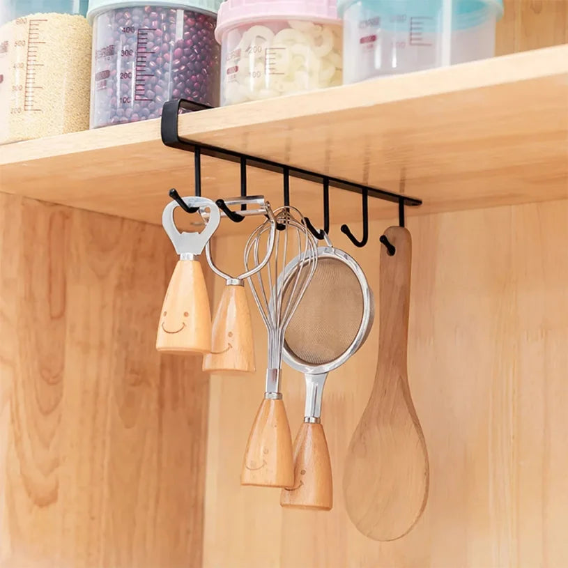 6 Hook Coffee Mug Holder Under Shelf Kitchen Cup Organizer Secondary image