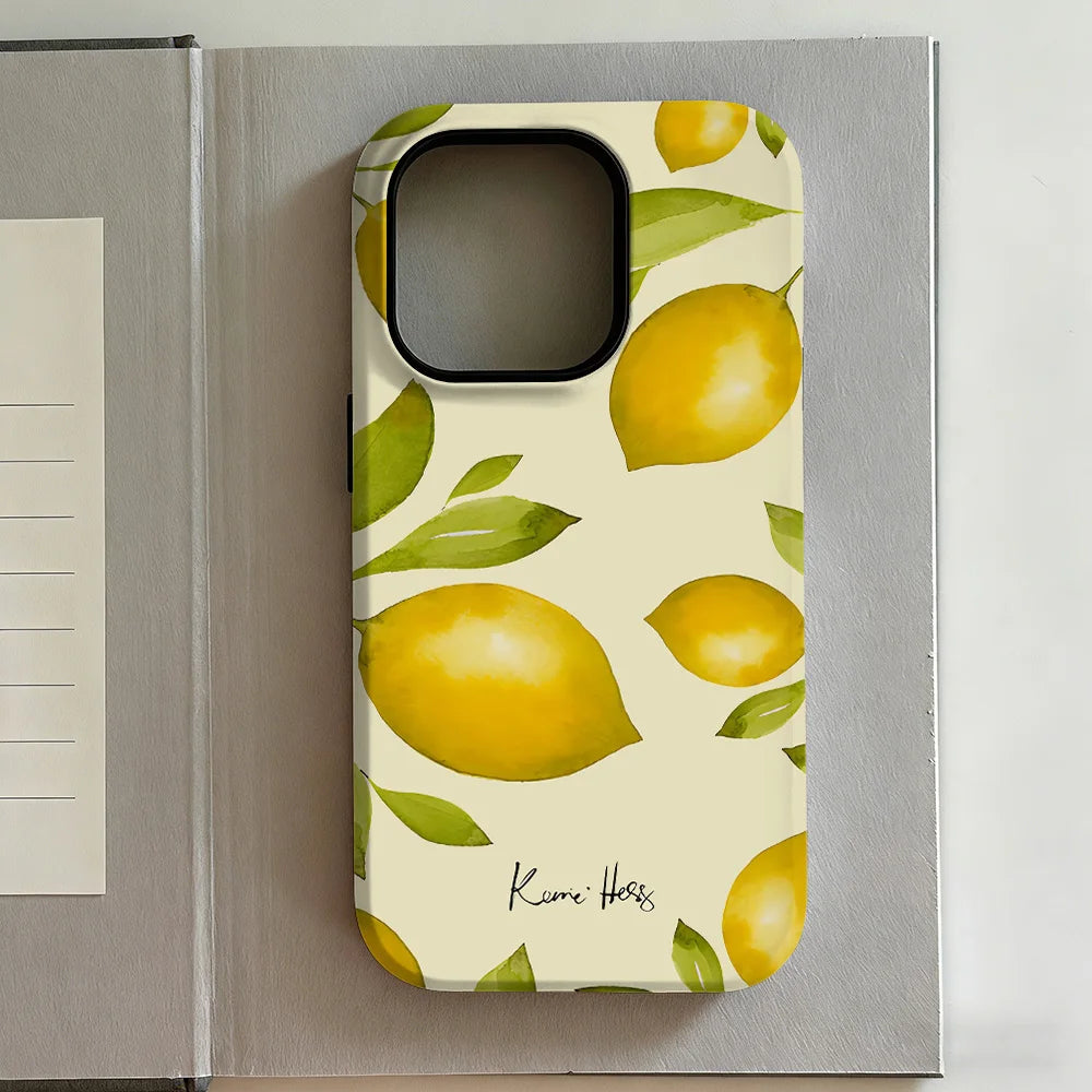Luxury Lemon Double-Layer Case for iPhone 17 16 15 14 13 12 11 Pro Max