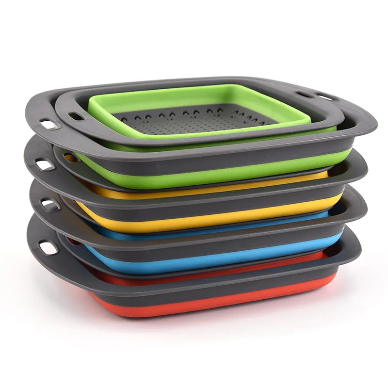 Collapsible Square Colander Silicone Strainer