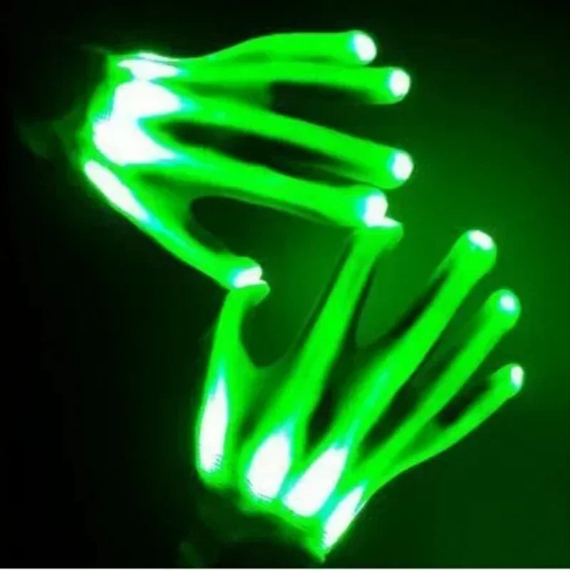 Light Up Gloves Halloween Skull Costume Party Rave Glow Gloves