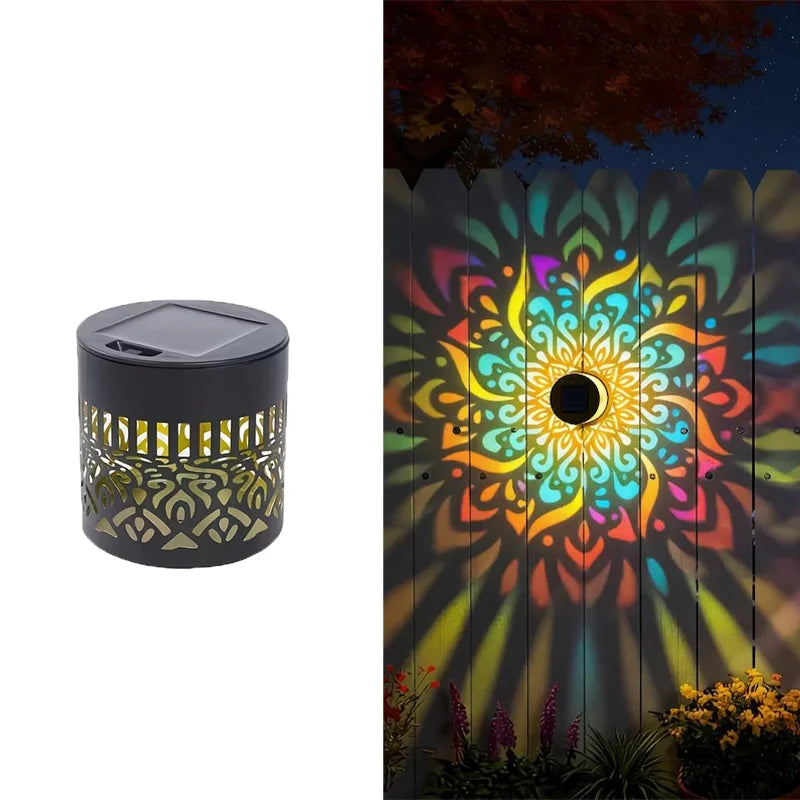 Solar Mandala Butterfly Wall Light Waterproof Outdoor Garden Fence Lamp