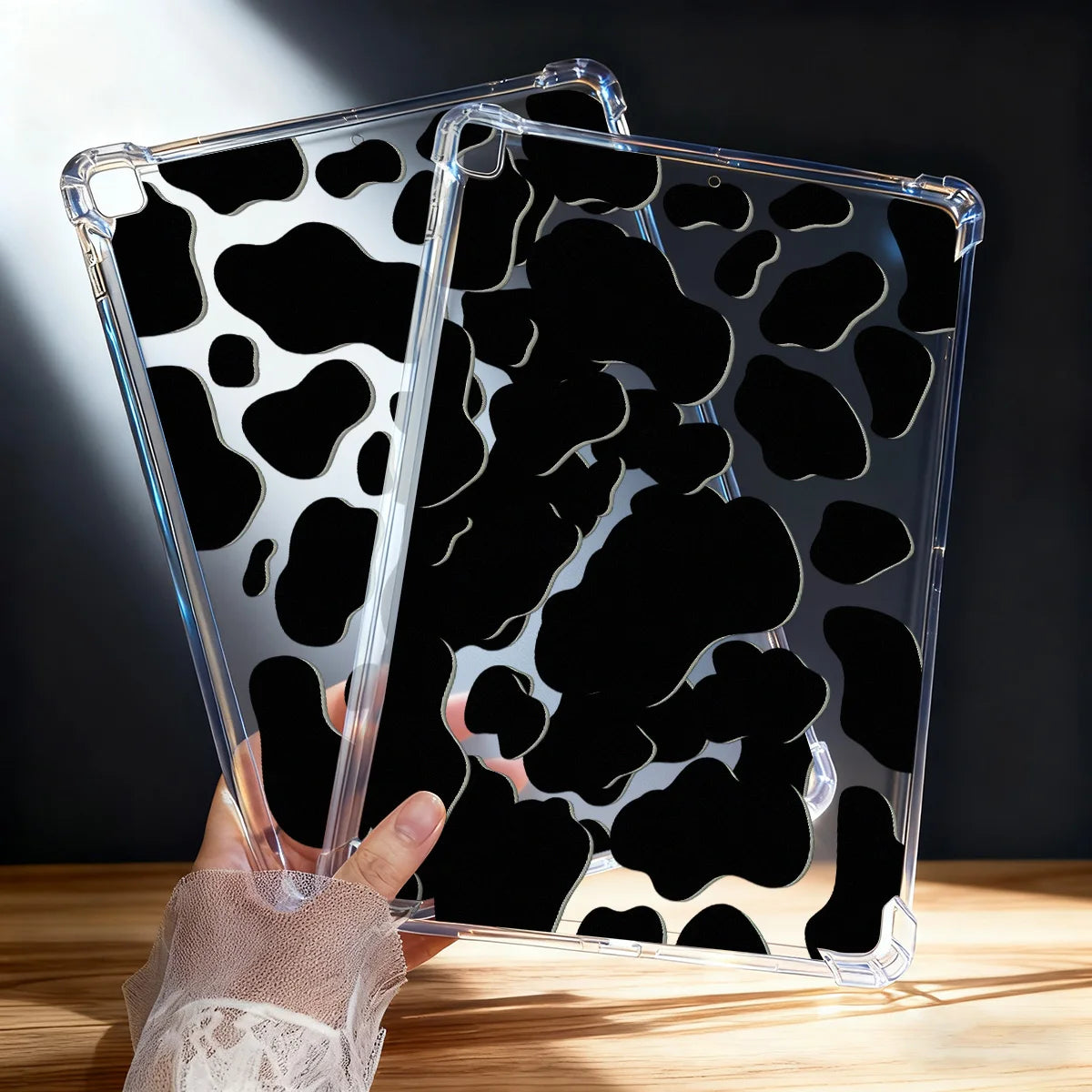 Clear Cow Print iPad Case A16 10th 11 Air 13 Pro 12.9 Mini 4 5 6