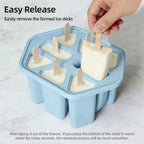 8 Holes Silicone Popsicle Mold – Reusable Ice Pop Maker Tray Easy Release