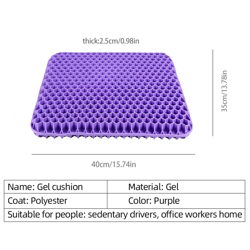 Honeycomb Gel Seat Cushion Decompression Back Sciatica Car Wheelchair
