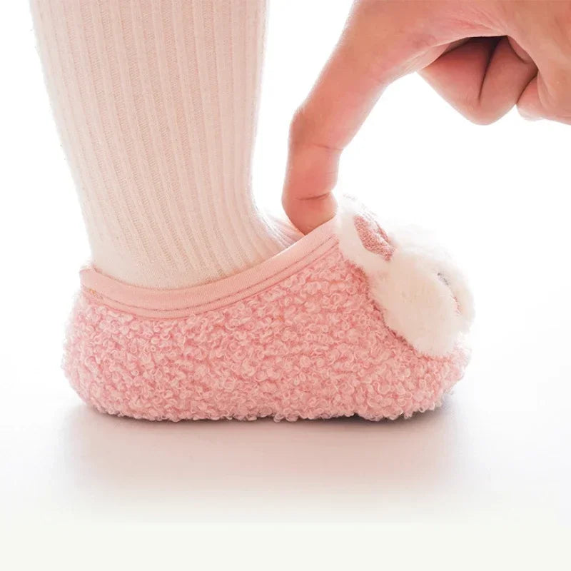 Cartoon Rabbit Baby Slippers Plush Warm Anti-Slip Toddler Shoes
