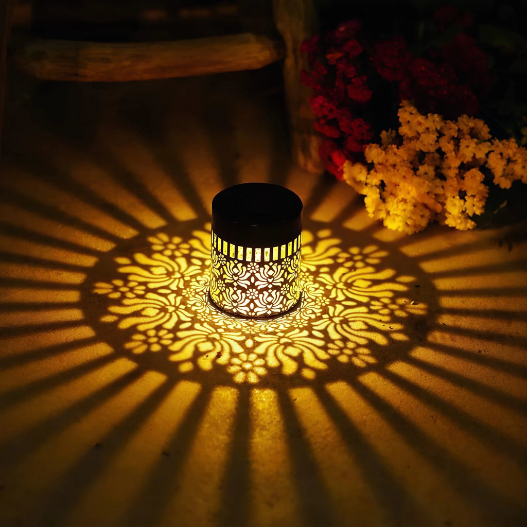 Solar Flower Fence Light Waterproof Metal Garden Wall Lantern