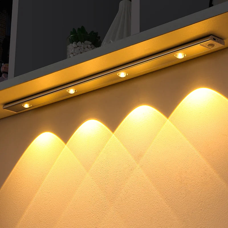 Wireless Motion Sensor LED Night Light – USB Rechargeable Cabinet Lamp