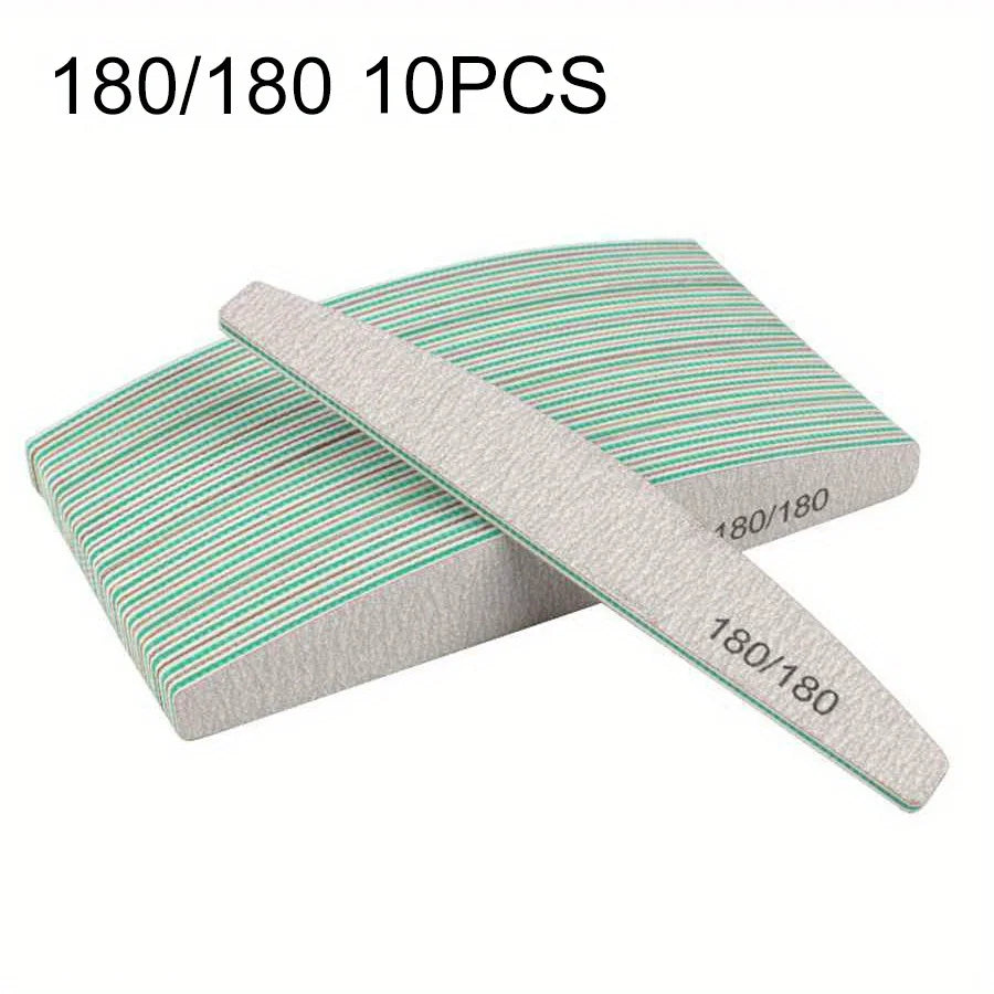 Professional Nail File Set 80-240 Grit Half Moon Nail Buffer