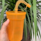 Neon Sipper Cups Reusable Spill Proof Cups with Lid & Straw