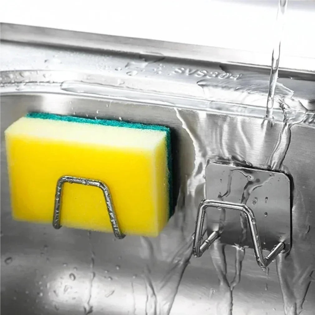 Stainless Steel Sponge Holder Self-Adhesive Sink Drain Organizer