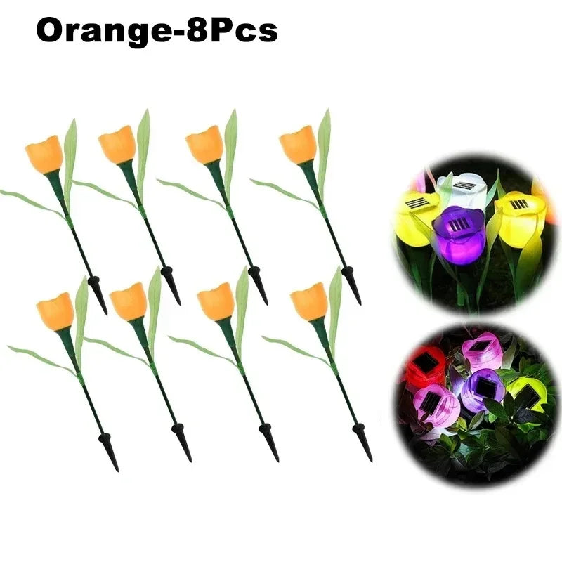 Solar Tulip Rose Flower Lights for Waterproof Garden Decor