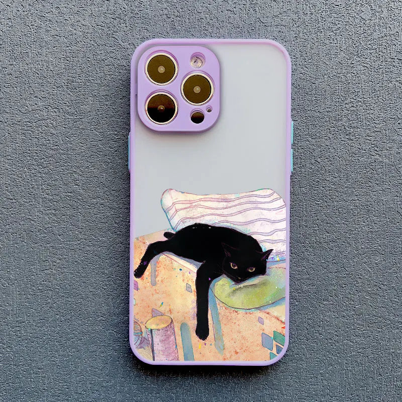 Funny Cat Phone Case for iPhone 11 12 13 14 15 16 17 Pro Max