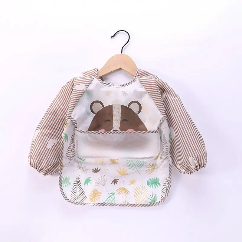 Baby Waterproof Long Sleeve Bib Smock Apron for Toddlers