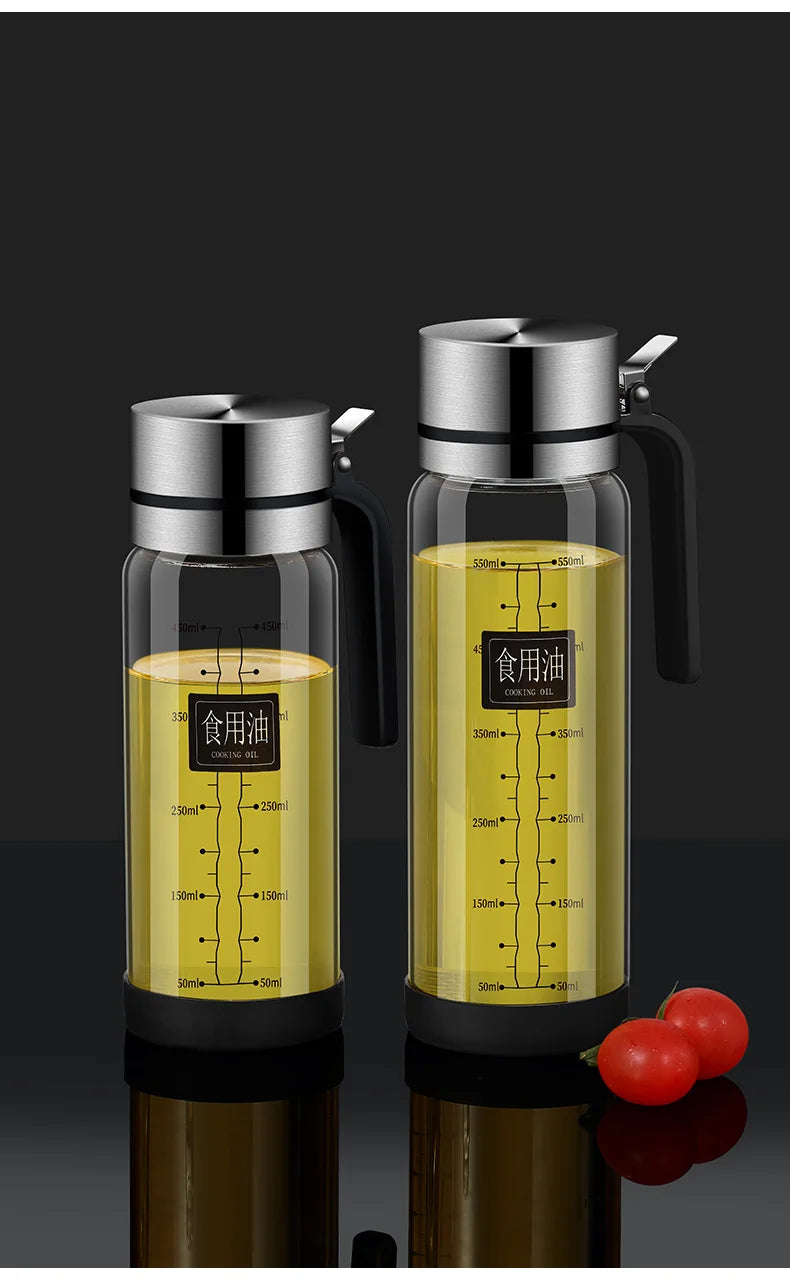 Glass Oil Bottle & Seasoning Set Leakproof Soy Sauce & Vinegar Pot
