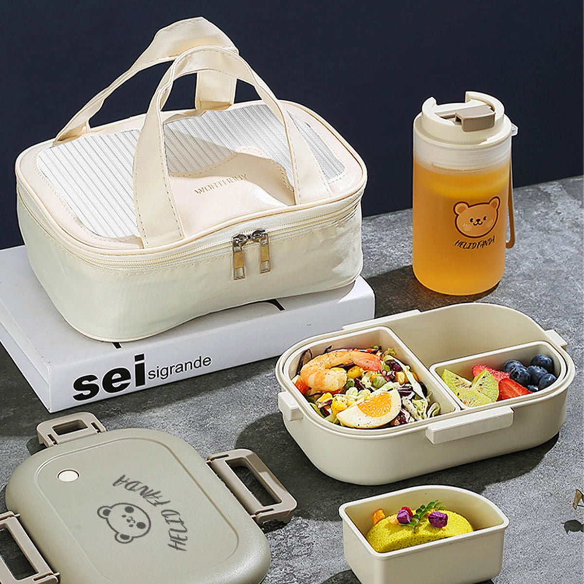 WORTHBUY 800ML Lunch Box Removable 3 Compartment Microwave Bento Box Secondary image