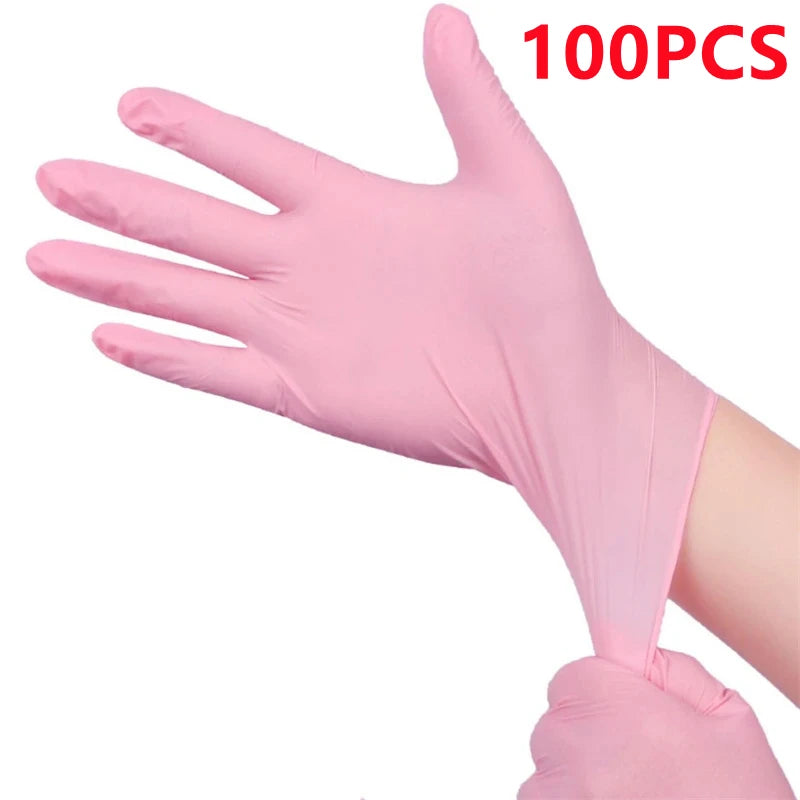 Pink Nitrile Gloves Latex Free Disposable Gloves