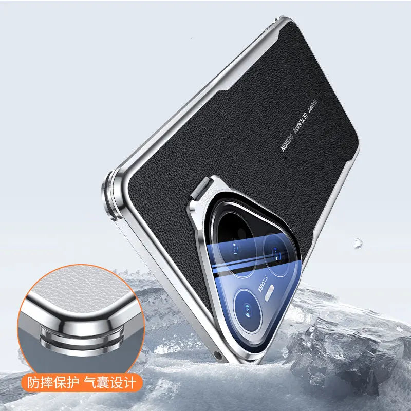 Leather Plated Metal Lens Holder Case for Huawei Pura 80 70 Pro Ultra