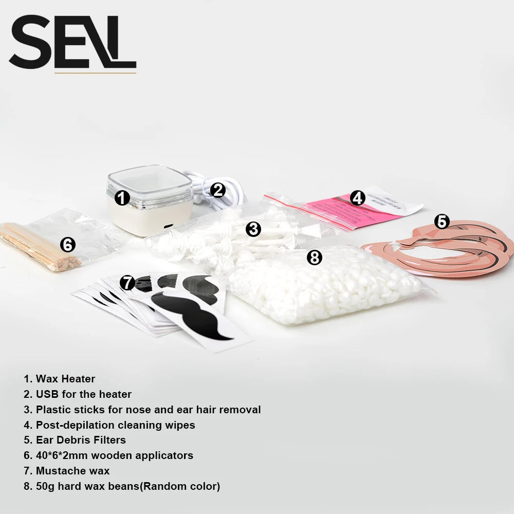 USB Wax Heater Machine with Depilatory Wax Beans – Nose Facial Hair Removal Kit